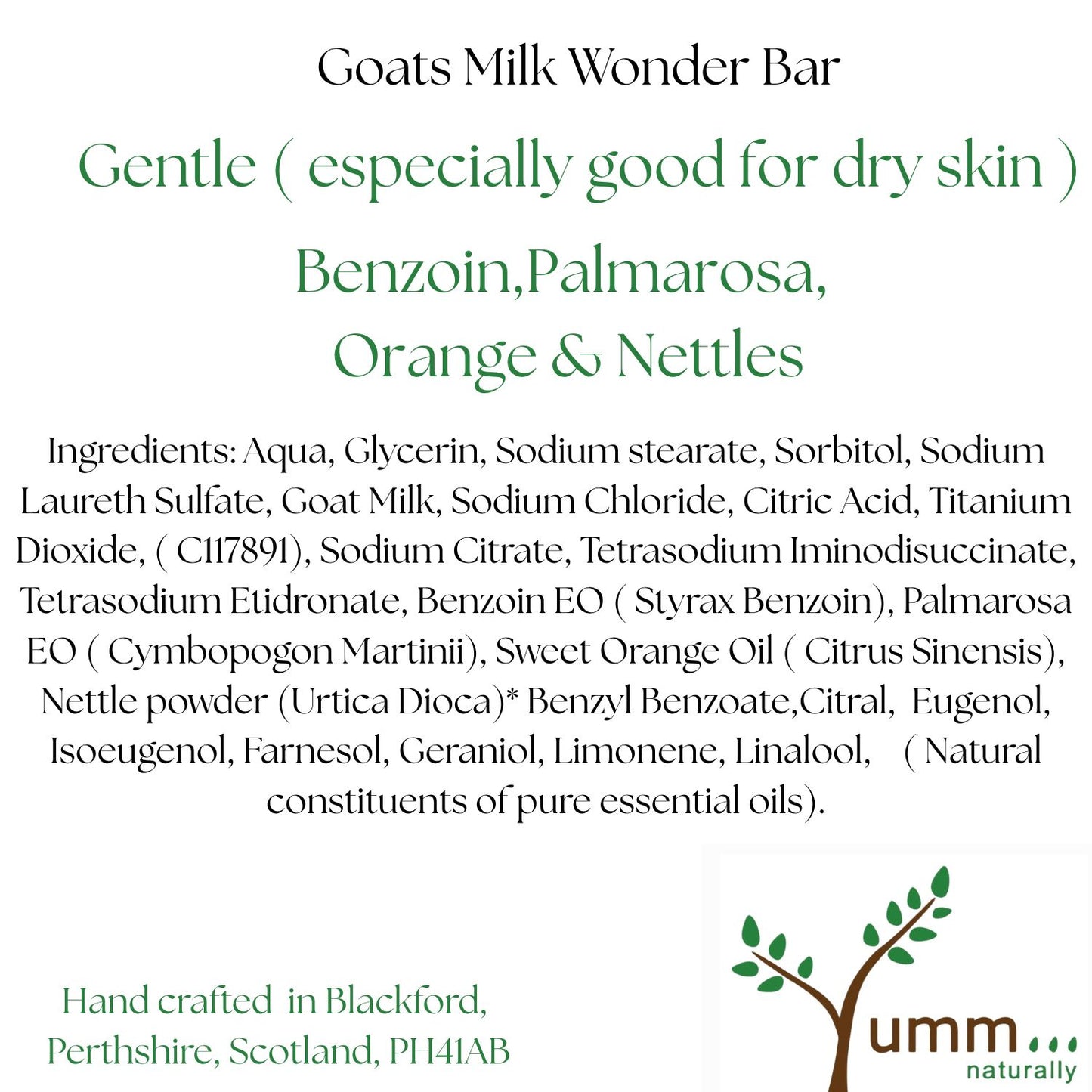 Benzoin, Palmarosa & Orange with Nettles ( Gentle ) Wonder Bar