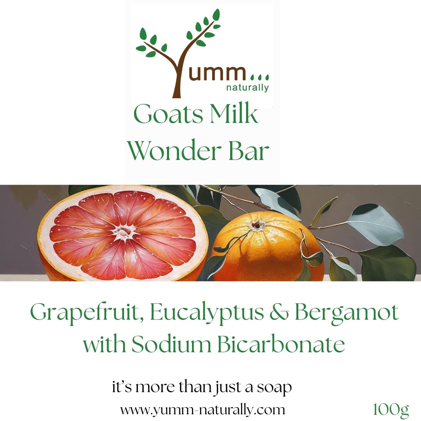 Grapefruit, Eucalyptus & Bergamot Goats milk Wonder Bar with Bicarbonate of Soda