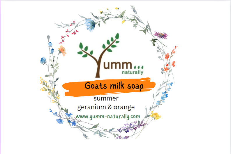 Geranium & orange goats milk soap with turmeric