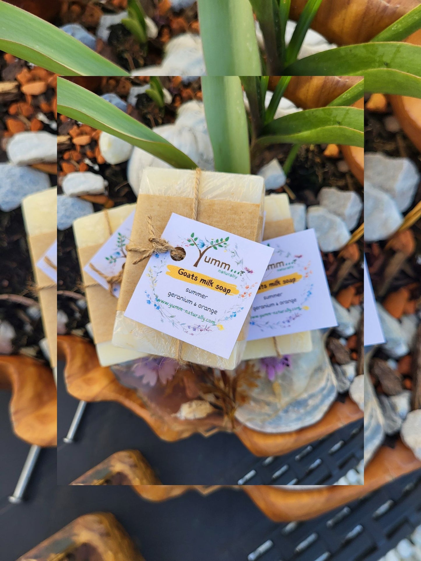 Geranium & orange goats milk soap with turmeric