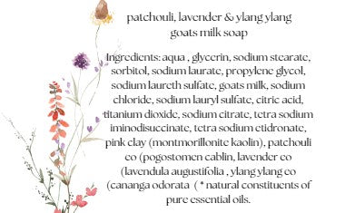 patchouli, lavender & ylang ylang goats milk soap